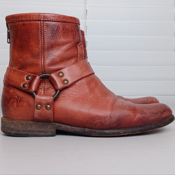 Frye Phillip Boho Leather Sz 7 Harness Boots - Picture 6 of 11